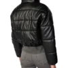 Faux Leather Black Puffer Jacket