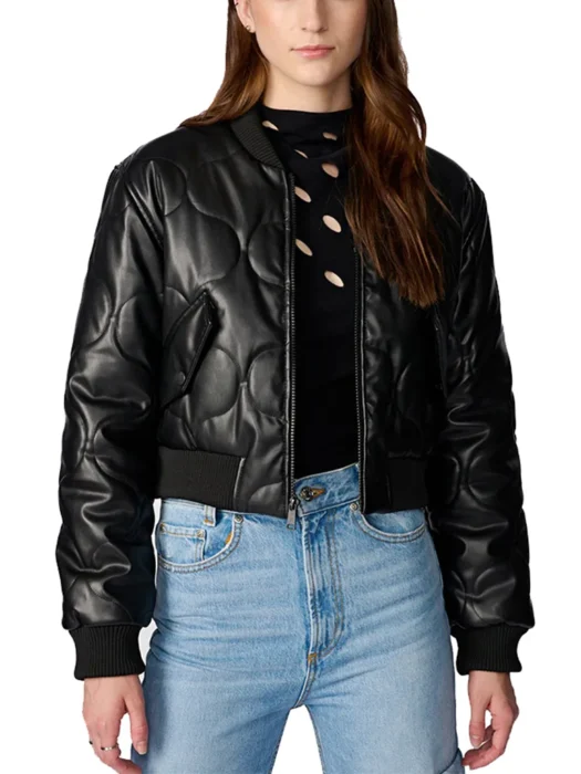 Faux Leather Quilted Cropped Jacket