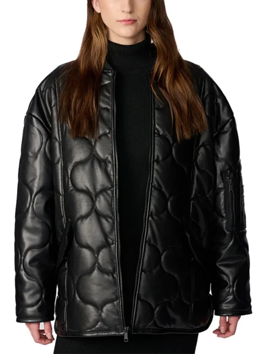 Faux Oversized Quilted Leather Jacket