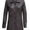 Leather Coat Dark Brown Womens