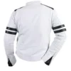 Mens Black Striped Cafe Racer White Leather Jacket