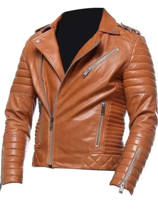 Mens Motorcycle Tan Leather Jacket