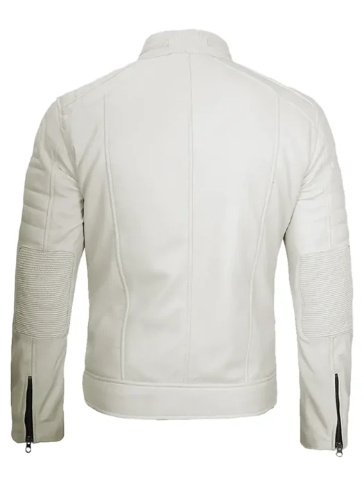 Mens Off White Cafe Racer Jacket