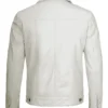 Mens Trucker Leather Jacket Off White