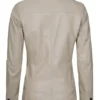 Notch Lapel Two Button Beige Leather Blazer