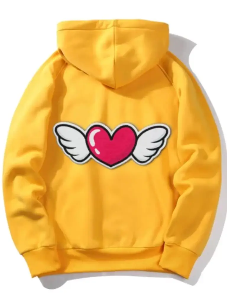 Valentines Embroidered Yellow Hoodies