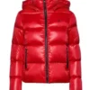 Winter Womens Hooded Parachute Red Puffer Jacket