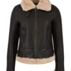 Women Aviator Black Leather Jacket