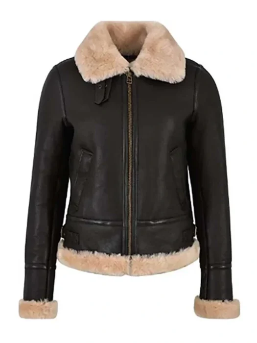 Women Aviator Black Leather Jacket