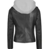 Women Black Hooded Leather Jacket