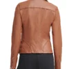 Women Brown Faux Brown Leather Scuba Jacket