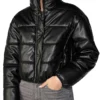 Women Faux Leather Puffer Jacket