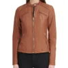 Women Faux Leather Scuba Jacket