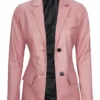 Women Pink Leather Blazer