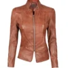 Womens Brown Motorcycle Leather Jacket