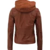 Womens Cafe Racer Leather Hooded Jacket