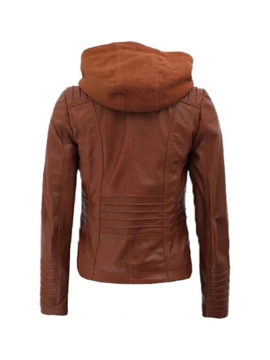 Womens Cafe Racer Leather Hooded Jacket