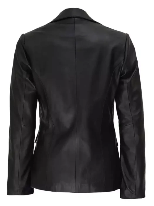 Womens Leather Blazer Black