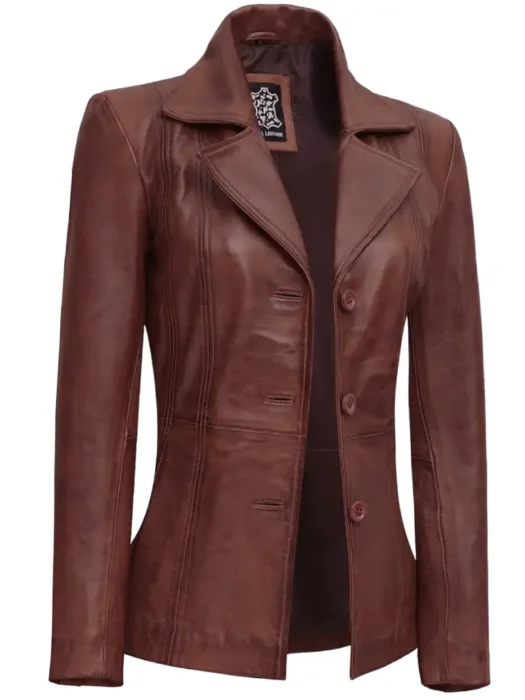 Women's Leather Jacket in cognac color