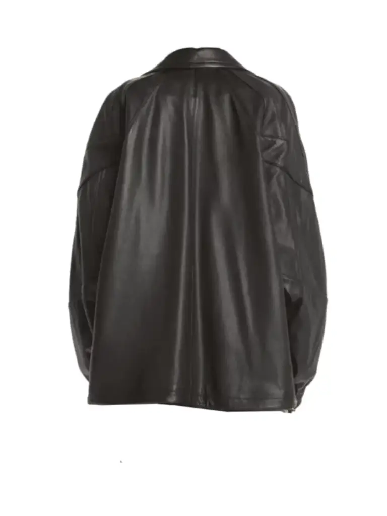 Womens Oversized Leather Bomber Jacket