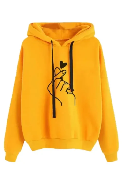 Womens Yellow Oversized SweetShirt Pullover Hoodie