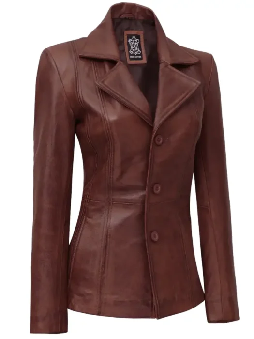 Womens cognac Leather Jacket