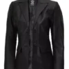 black leather blazer womens