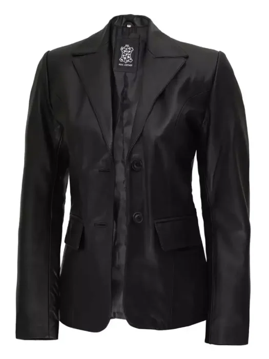 black leather blazer womens