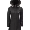 black leather coat with hood