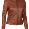 brown leather jacket