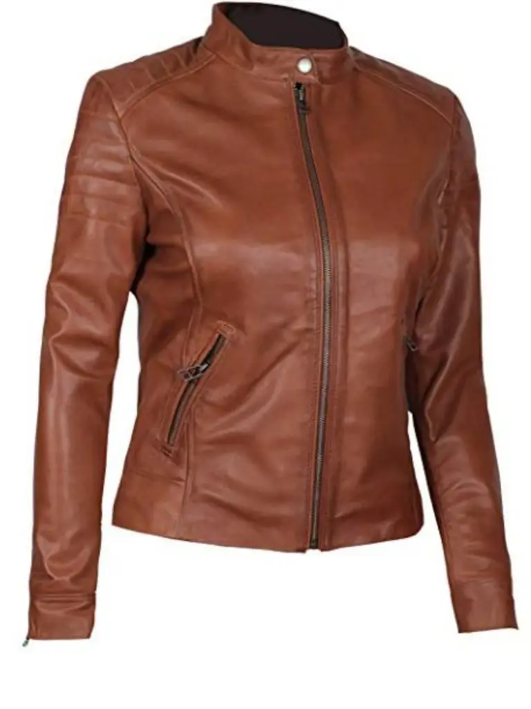 brown leather jacket