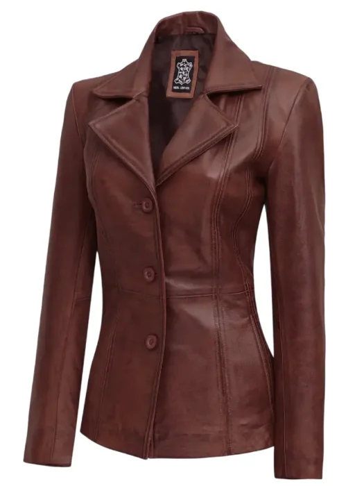 cognac Leather Jacket for women