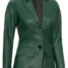 green leather blazer