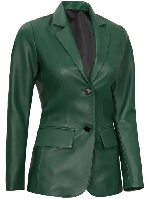 green leather blazer