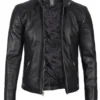 mens black leather jacket