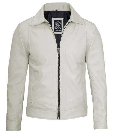 mens classic leather jacket off white