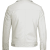 mens off white shirt collar leather jacket