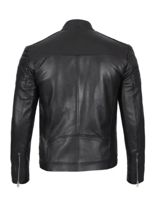 mens quilted Black leather jacket