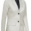 notch lapel off white leather blazer women