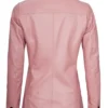 notch lapel pink leather blazer