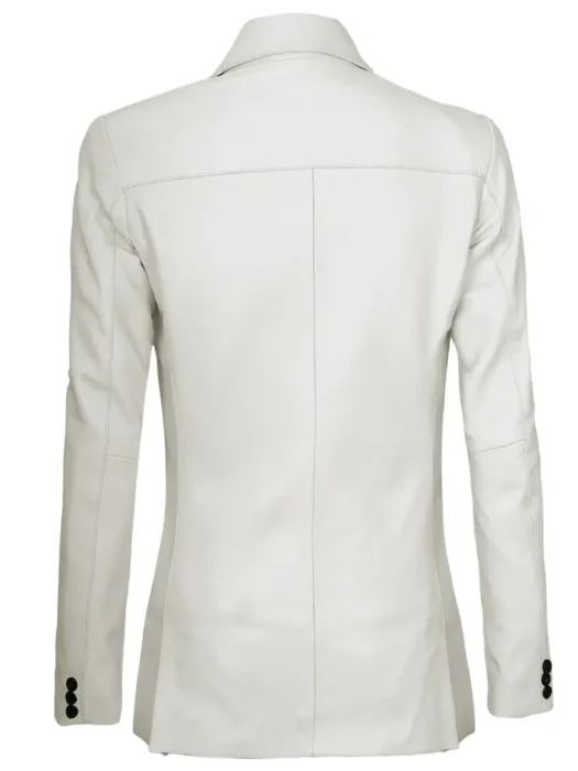 off white two button leather blazer