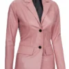 two button leather blazer for women