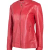 women bike red jacket