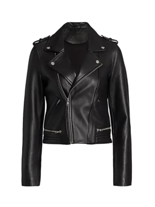 women black leather jacket