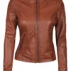 women brown biker jacket