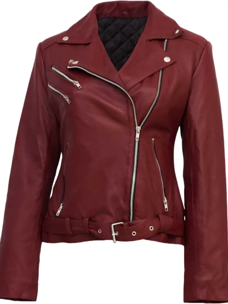 women burgundy jacket