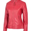 women cafe racer red jacket