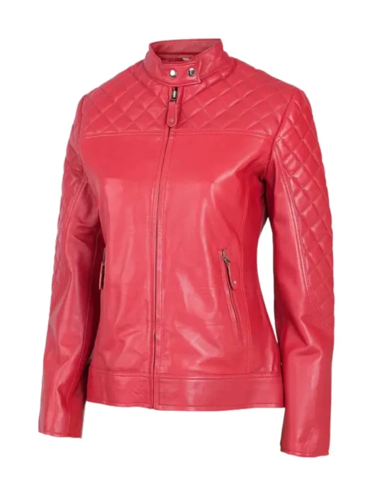 women cafe racer red jacket