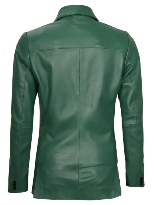 women green leather blazer