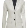 women off white two button leather blazer